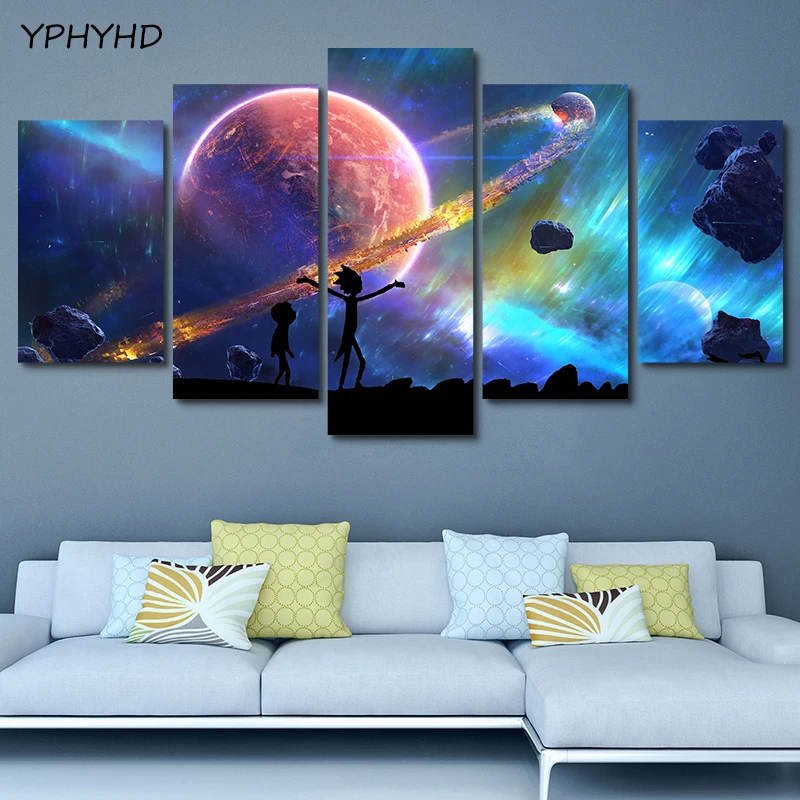 YPHYHD 5 шт. HD картина для дома холст настенная живопись современный декор Рик и