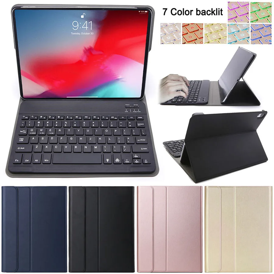 7 цветов подсветка Bluetooth клавиатура чехол для iPad Pro 11 дюймов Съемная Беспроводная клавиатура из искусственной кожи чехол Подставка для планшета