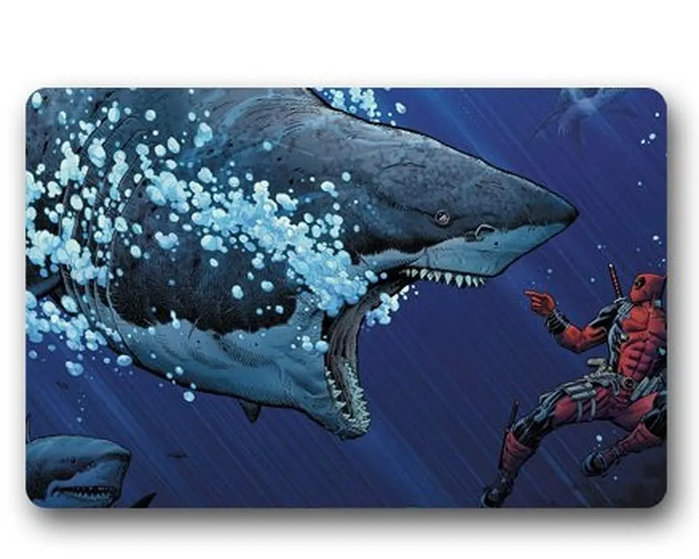 Домашний коврик с эффектом памяти Дэдпула и больших белых акул индивидуальный