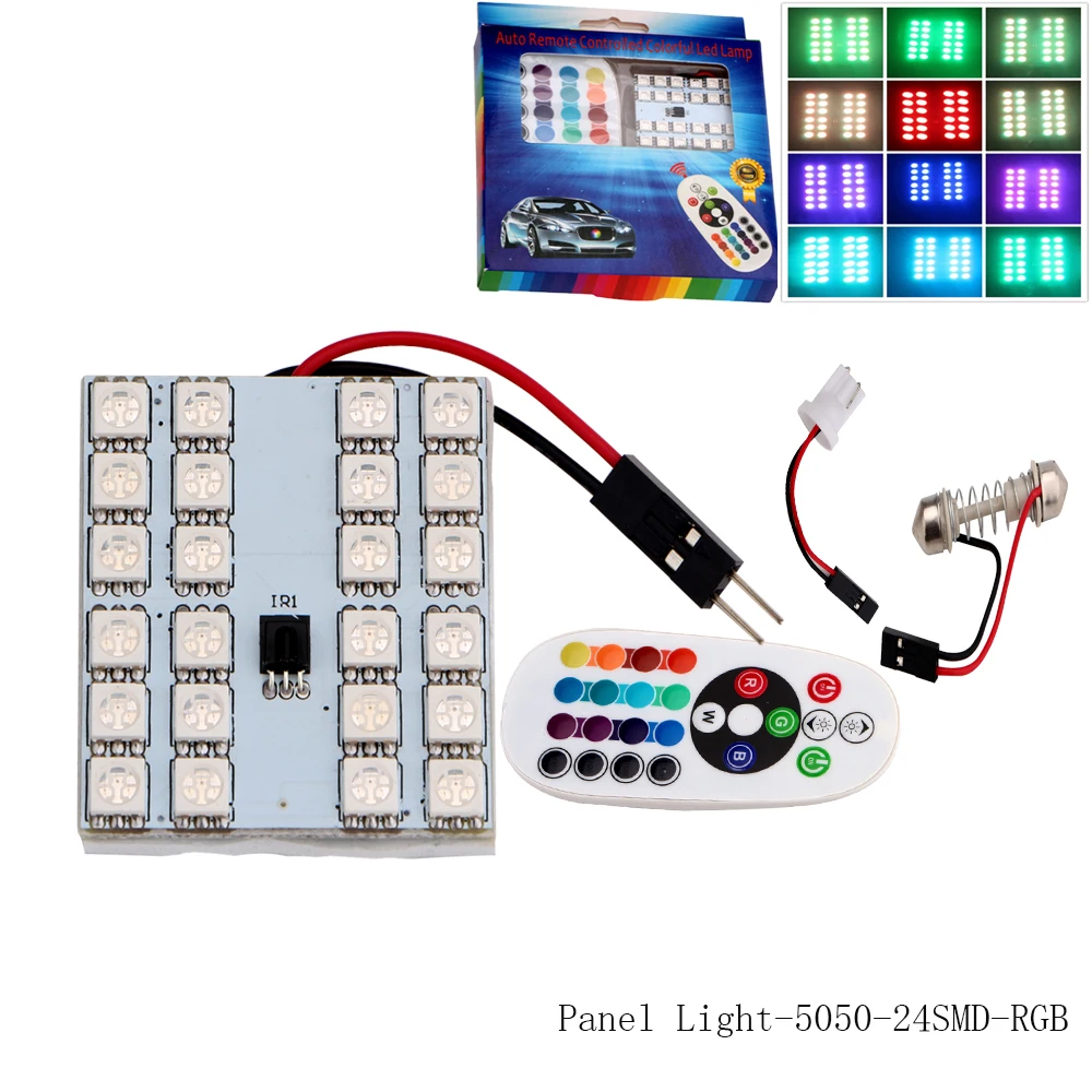 2X лампочки 12 в 5050 24 SMD RGB 480LM контроллер Автомобильный номерной знак свет авто