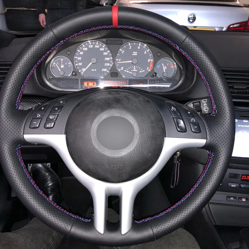 HuiER Ручное шитье фотоэлементов для BMW E39 E46 325i E53 X5 Оплетка на руль Нескользящие