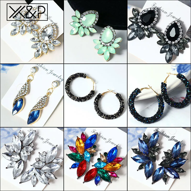X & P Модные Винтажные корейские Кристальные Женские Висячие серьги для женщин