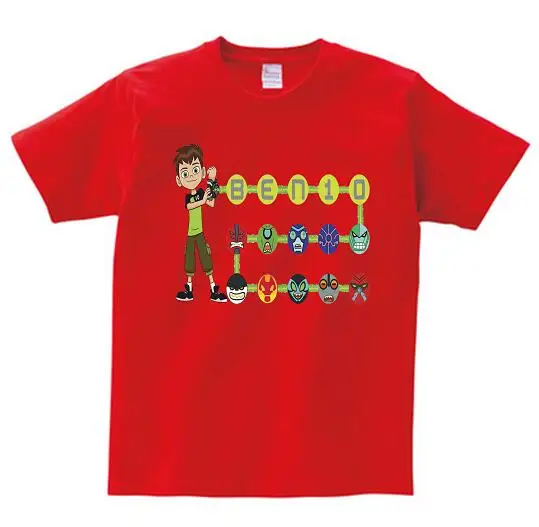 red childreT-shirt Коллекция года, летняя футболка футболки для мальчиков с изображением Бена 10, футболки для девочек, детская одежда для мальчиков зеленые футболки для девочек, Filles Ecolier, топы - Цвет: red childreT-shirt