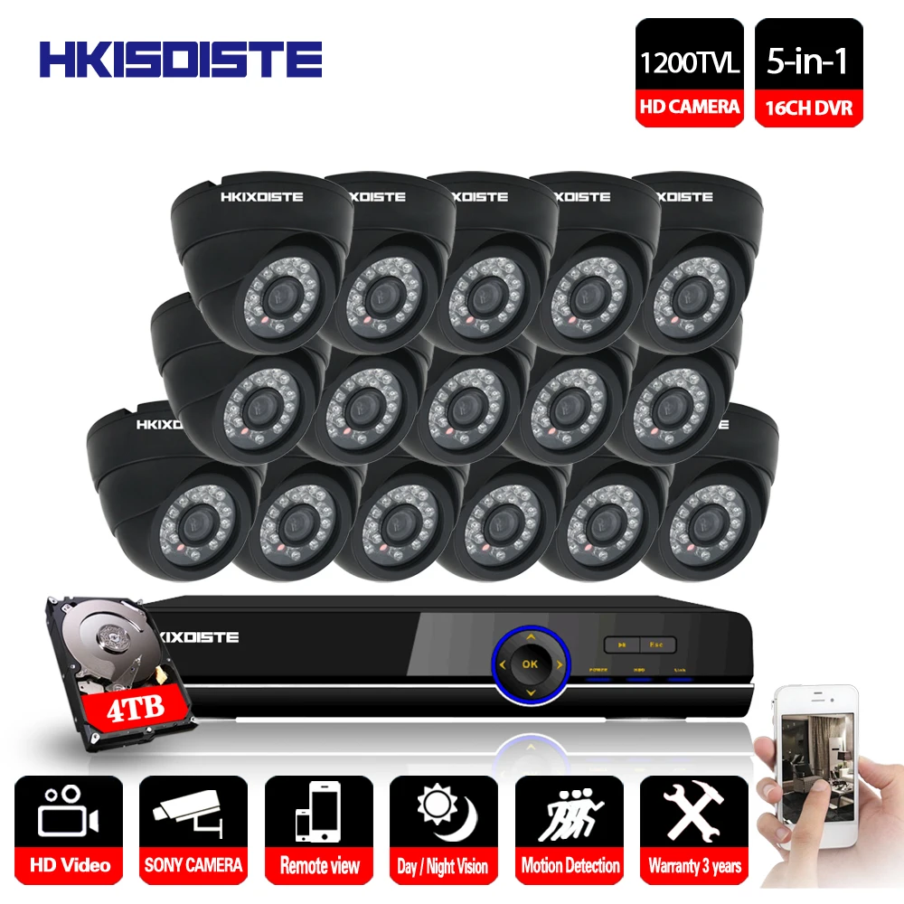 HKIXDISTE 1080P CCTV DVR комплект 1200TVL Sony HD камера HDMI P2P система наблюдения AHD NVR HVR 5 в 1