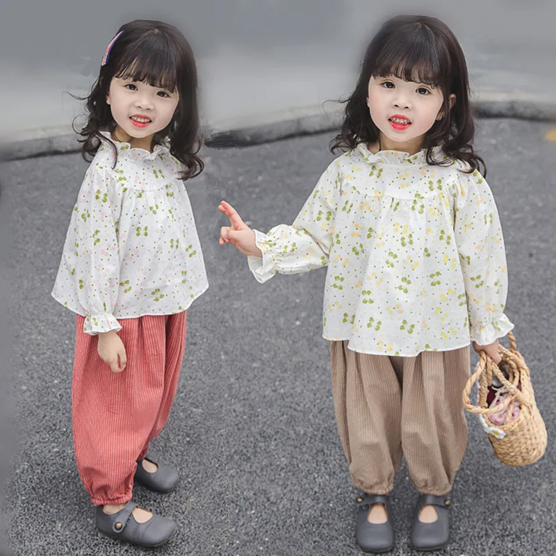 Модная весенняя одежда для маленьких девочек meisjes kleding топ с длинными рукавами и