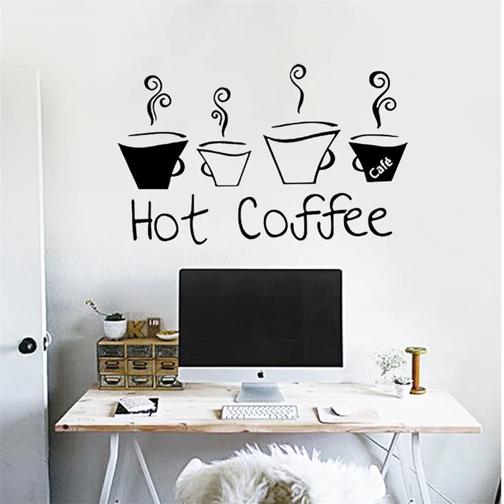 Мобильные наклейки на стену с изображением горячего кофе английский холодильник