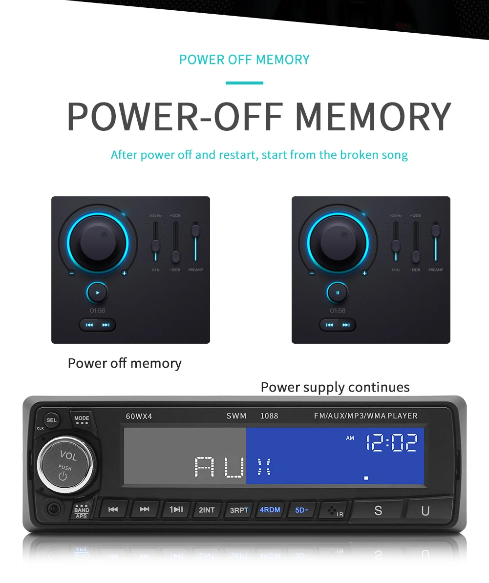Swm Автомобильный mp3 плеер Авто радио со светодиодным дисплеем Bluetooth 4*60 Вт Aux аудио Mp3 Mp4 Mp5 навигация 12 в радио Coche стерео