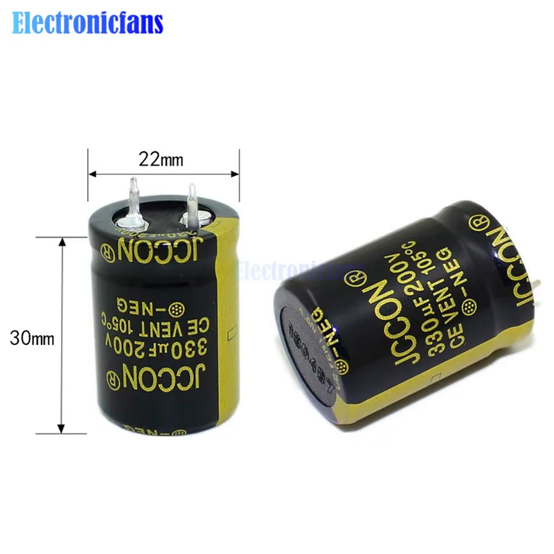 Diymore 200 V 330 мкФ 22X30 мм Алюминий электролитический конденсатор с алюминиевой крышкой, высокая частота низкая ESR 200V330uF 22*30 мм сквозное отверстие конденсатор с алюминиевой крышкой