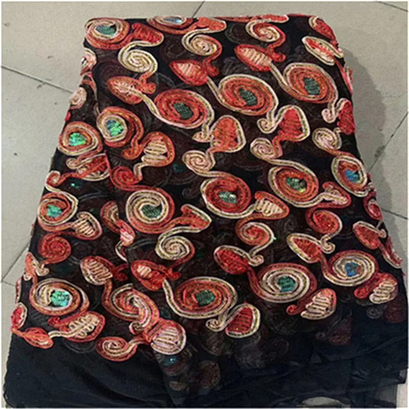 Нигерийские французские кружевные ткани 2019 красные пайетки африканский тюль