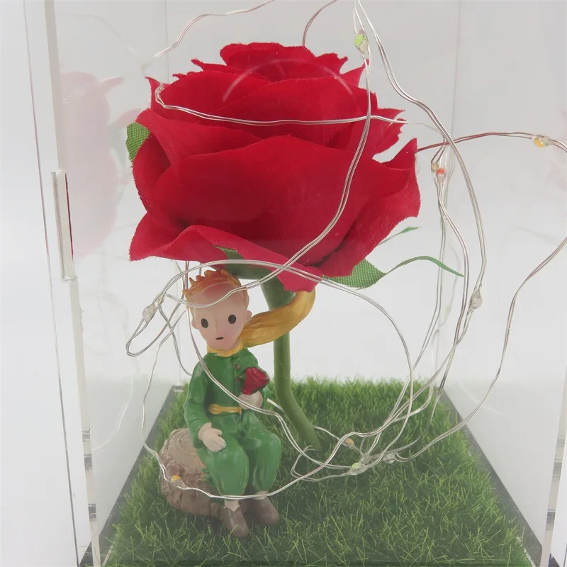 DIY Материал Пакет смолы Маленький принц фигурки с розой светодиодные фонари ремесло украшение дома День Святого Валентина Рождественские подарки