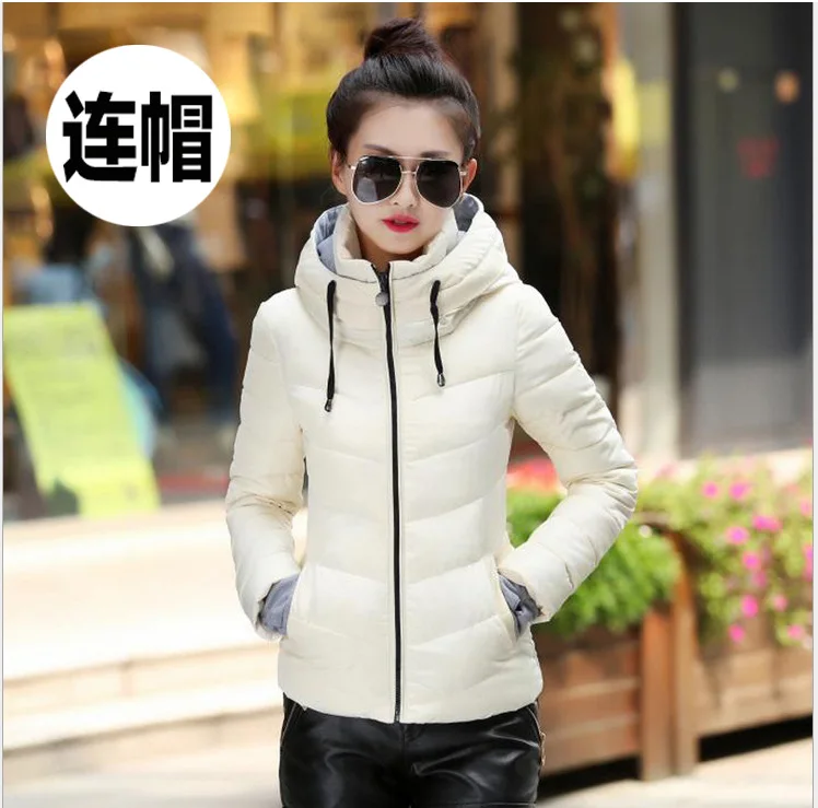 Women jacket fashion temperament collar cotton coat long sleeve short hooded winter new style ladies cotton suit slim jacket