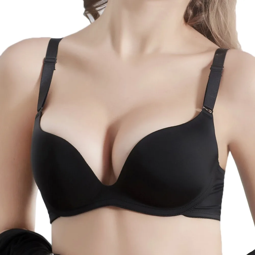 Sexy Solid Color Smooth One-piece Pad Gather Adjustment Type No Steel Ring Sweet Bra | Женская одежда