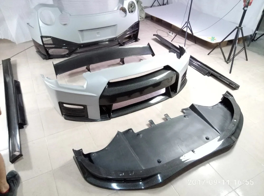 Автомобильный-Стайлинг углеродное волокно Nismo Ver2 Стиль переднего бампера губы с поддоном глянцевое волокно внешняя отделка для Nissan R35 GTR CBA DBA