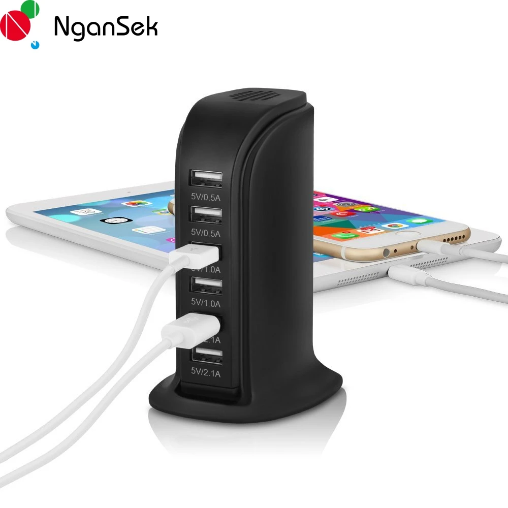 Ngansek 6 Порты USB Зарядное устройство для Huawei Xiaomi Мобильный телефон Apple адаптер ЕС