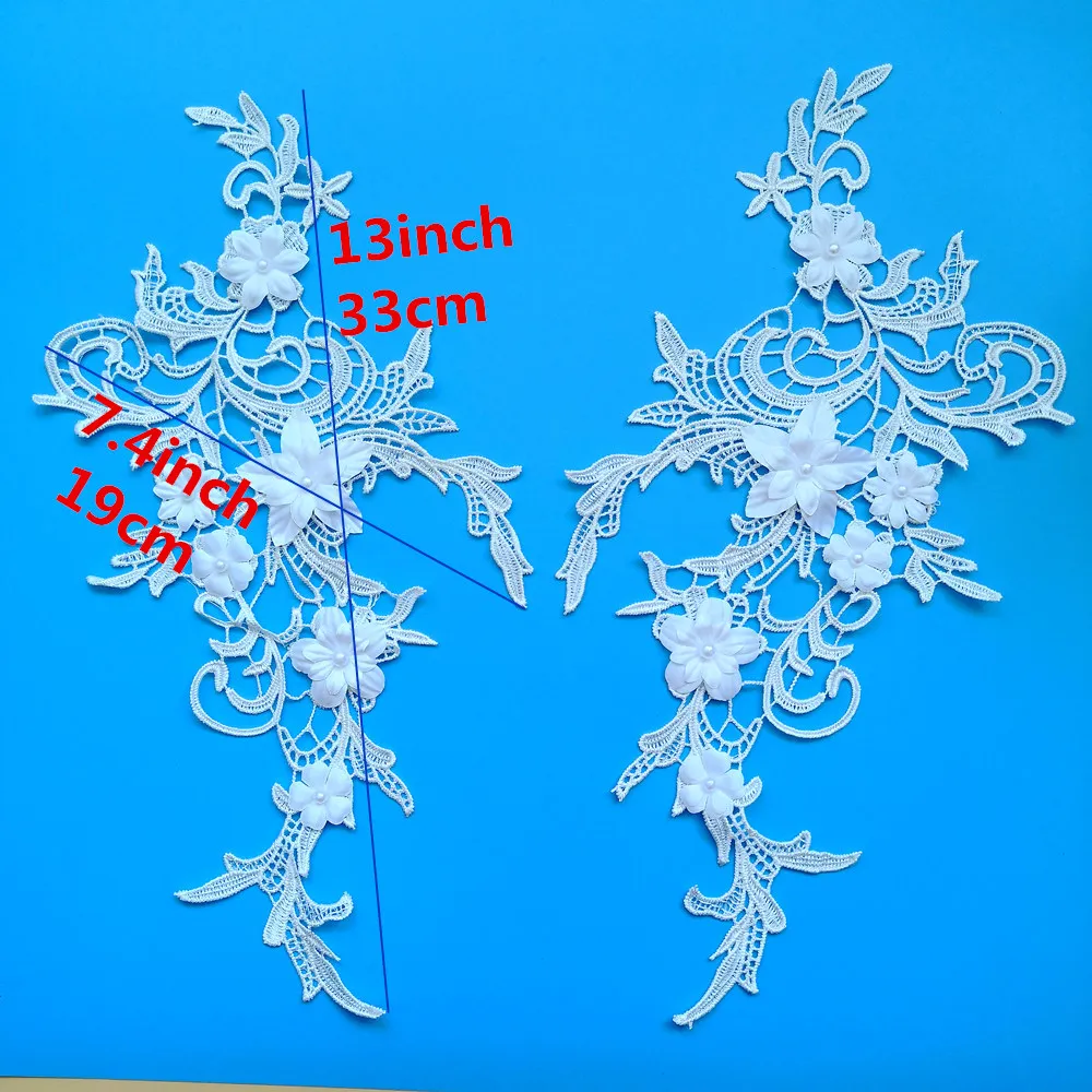 Белые Популярные 3D кружевные бусины 19x33 см Цветочная аппликация для одежды