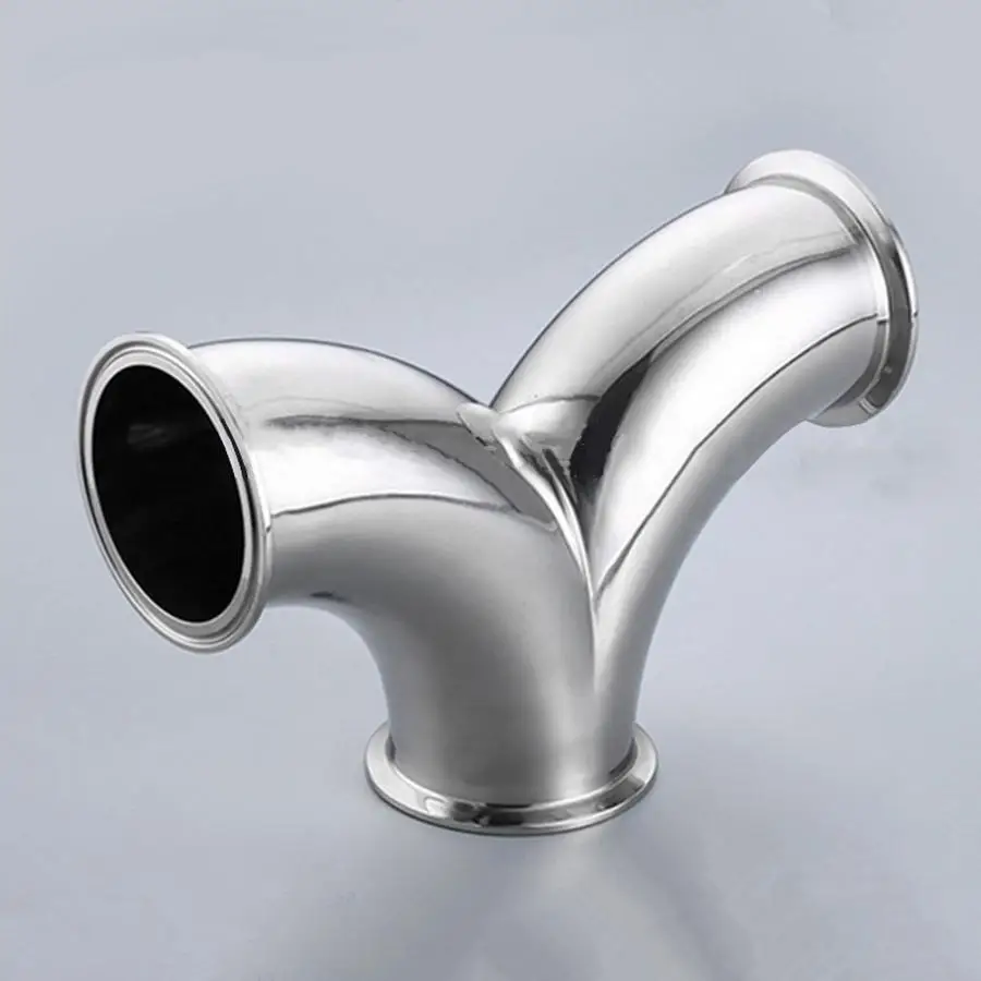 

57mm 2.25" Pipe OD x 2.5" Tri Clamp Y-Shaped Elbow 3 Way SUS 304 Stainless Sanitary Fitting Homebrew Beer Wine Diary Product