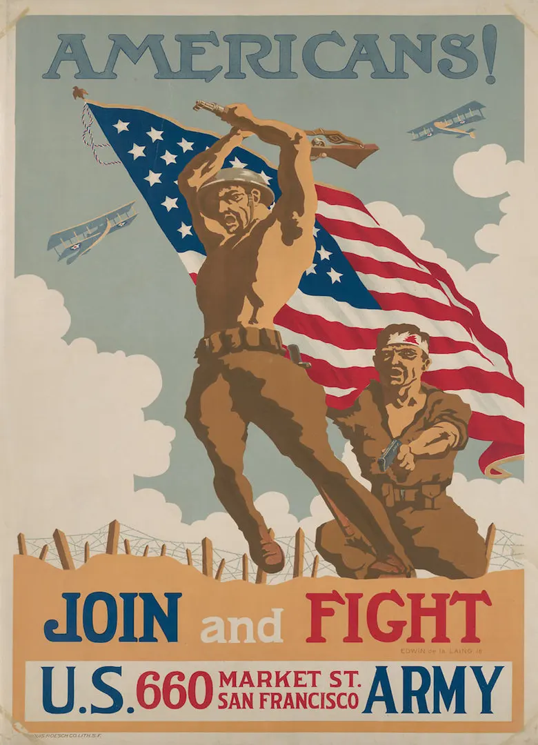 Винтаж 1910s США WW1 Радуга плакат британцы привлечь сегодня Классическая Тканевая