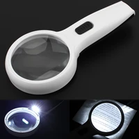 portable high quality 75mm handheld 10x magnifier magnifying glass loupe reading jewelry repair tool with 3led tools