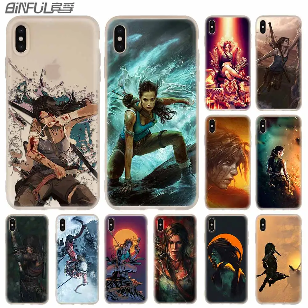 Чехлы для телефонов силиконовый мягкий чехол iPhone 11 Pro X XS Max XR 6 6S 7 8 Plus 5 4S SE Lara Croft Tomb