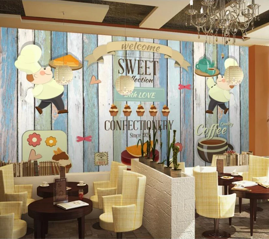 Decorative wallpaper Fashion hand drawn gourmet dessert shop cake background wall | Обустройство дома