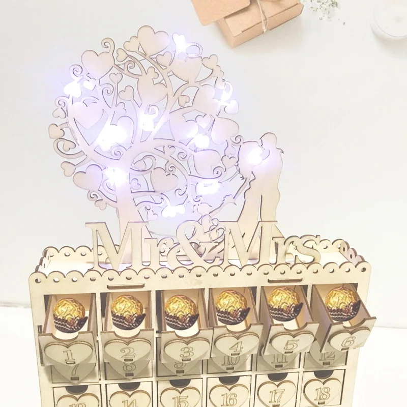 LED Wedding Sign Chocolate Tree Drawer Cabinet Display Stand Wooden DIY Jewelry Party Decoration Ornament Gift | Дом и сад