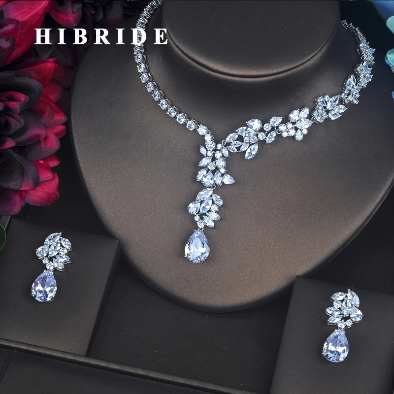 Модные свадебные ювелирные наборы HIBRIDE из Дубая для женщин Свадебные серьги и