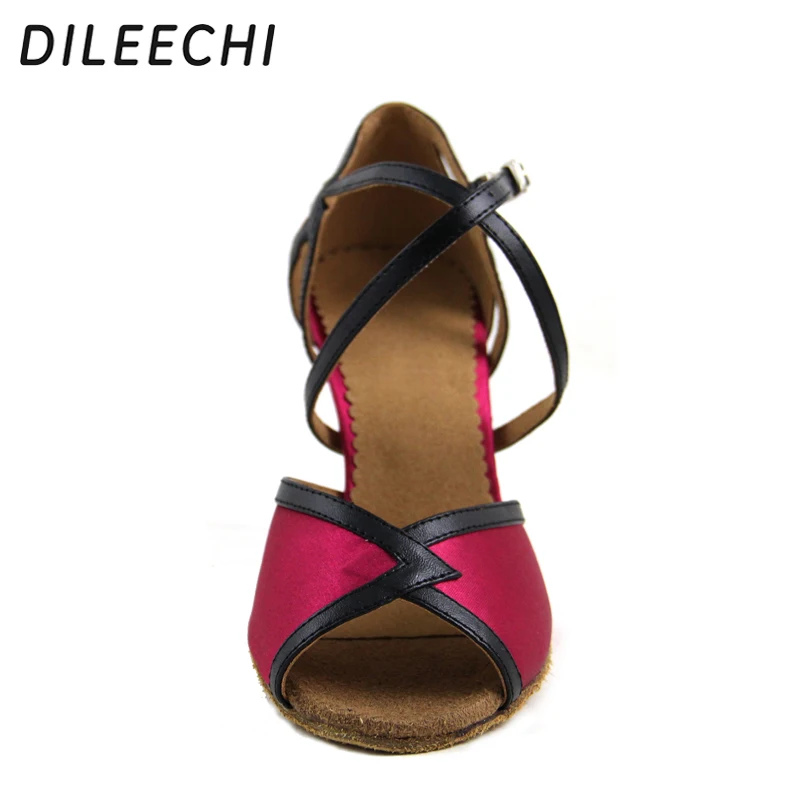 Женские атласные туфли для латиноамериканских танцев DILEECHI розовые синие