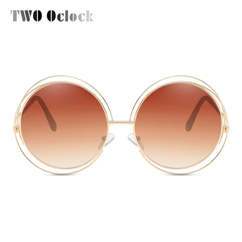 Солнцезащитные очки TWO Oclock винтажные круглые дизайнерские большие коричневые с