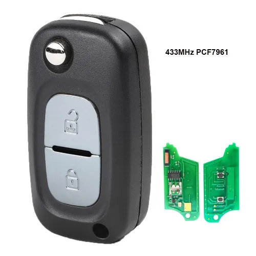 KEYECU 2PCS Flip Remote Key Fob 2 Button FSK 434MHz PCF7961 for Renault Clio 3 Kangoo Master | Автомобили и мотоциклы