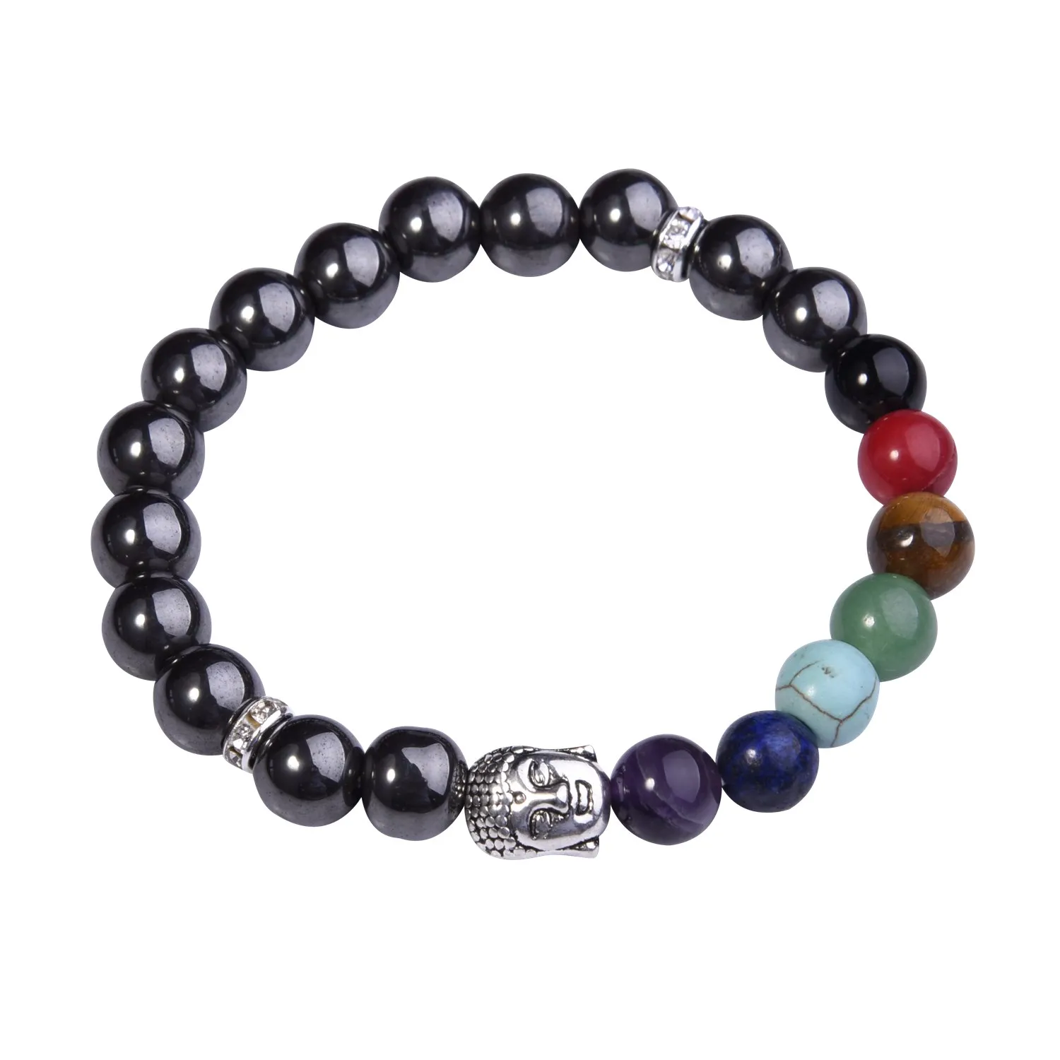 Muti-color Natural Stone Bracelets Men Lava 7 Chakra Healing Balance Beads Elephant Charm Bracelet Reiki Prayer Stones Women | Украшения и