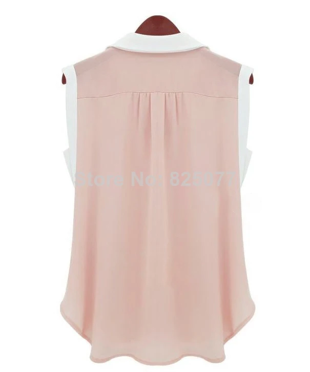 2014 New Women Girls Casual Button Down Sleeveless Chiffon Shirt Top Blouse Clothing Tee Tops Shirts Size M/L/XL/XXL TK17 |