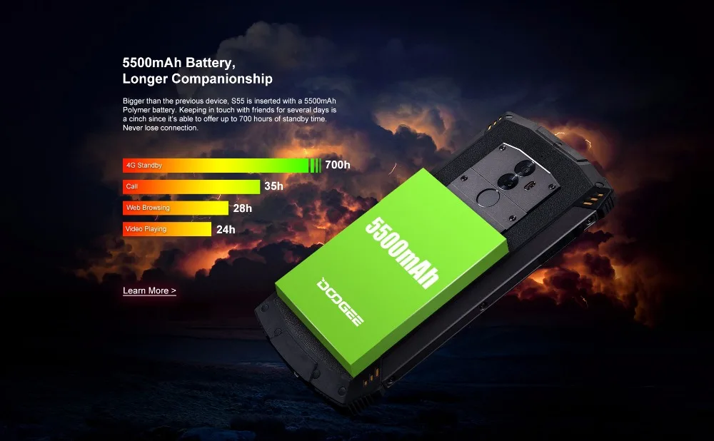 DOOGEE S55 смартфон с 5 5-дюймовым дисплеем восьмиядерным процессором MTK6750T ОЗУ 4 Гб ПЗУ