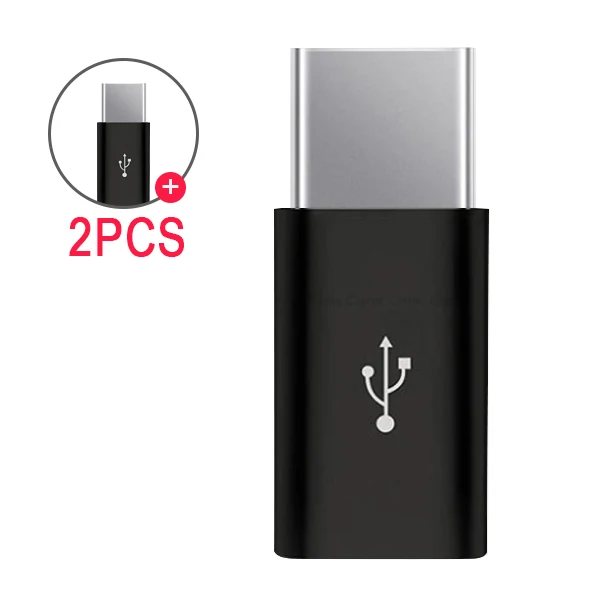 2PCS Black ACCEZZ Тип C OTG адаптер Micro USB для type-C мужской разъем для Xiaomi Mi8 Oneplus samsung S9 huawei P30 P20 брелок адаптер - Цвет: 2PCS Black