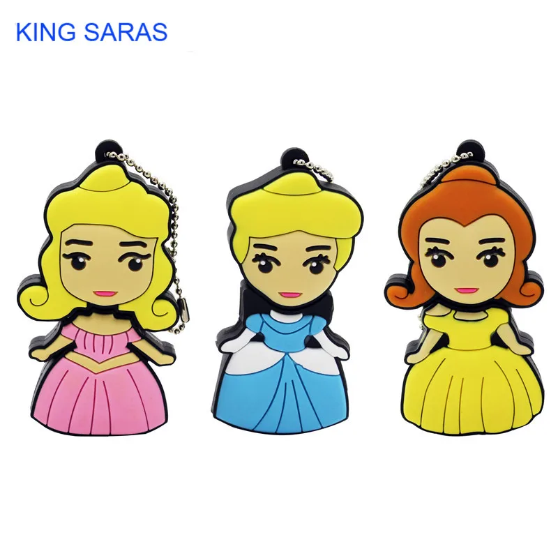 Модель с милой принцессой из мультфильма KING SARAS, usb флеш-накопитель 2,0, 4 ГБ, 8 ГБ, 16 ГБ, 32 ГБ, 64 ГБ, милый подарок