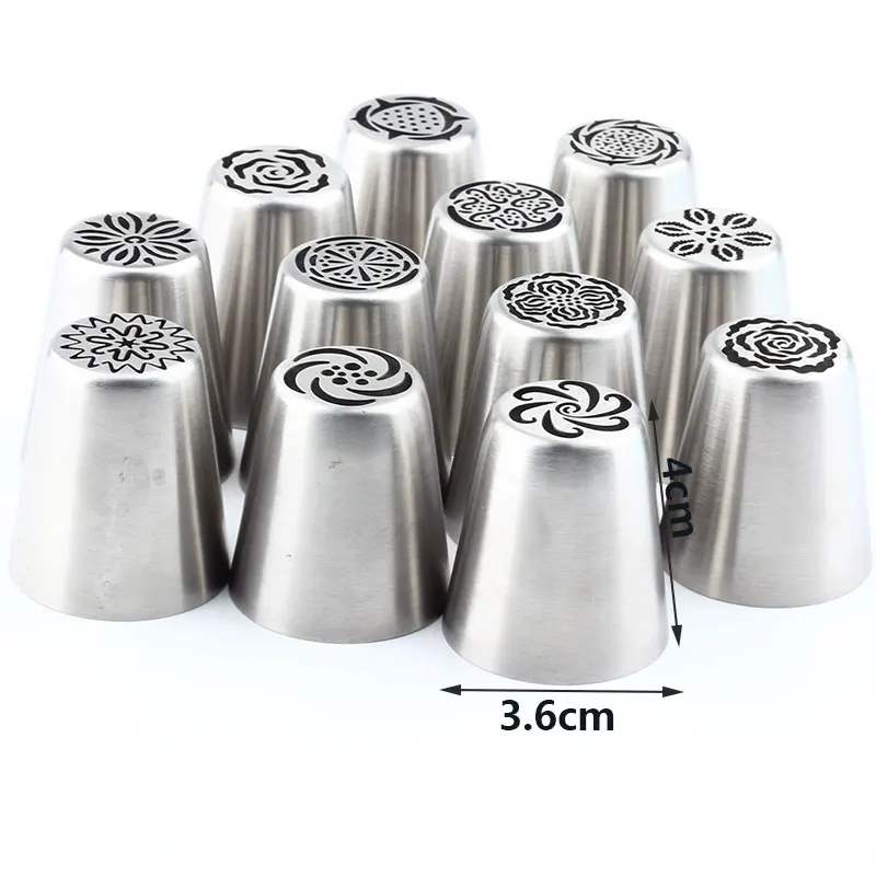 15Pcs/Set Different Style Flower Piping Nozzles Icing Russian Pastry Tips Stainless Steel Tools Fondant Decorating | Дом и сад