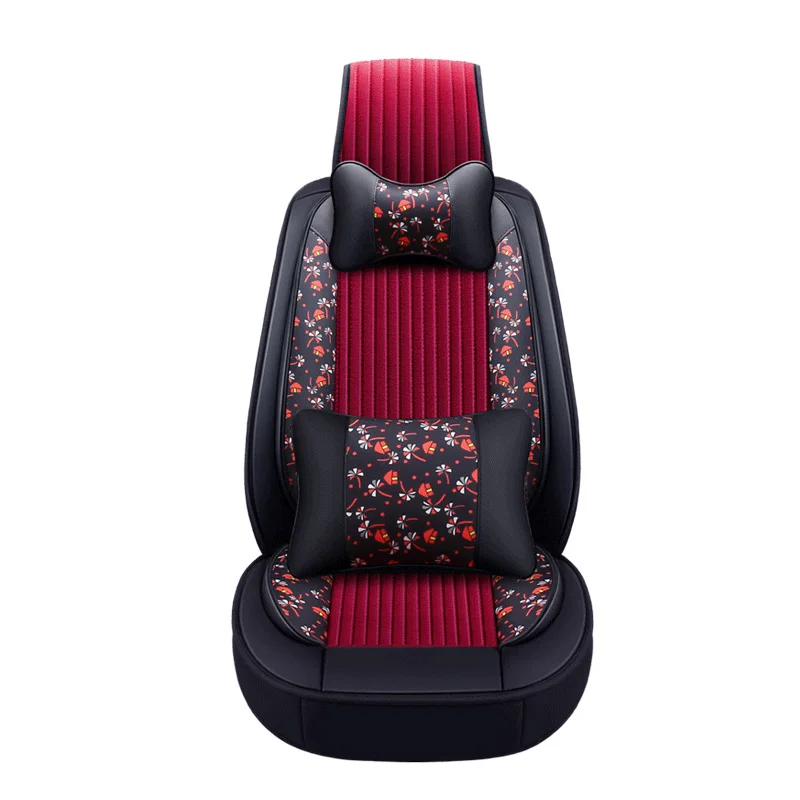 Black red Лен-кожаные чехлы для сидений автомобиля для opel vectra c octavia 2 prado 150 w213 camry mazda cx5 astra g great wall hover h5 автомобиль-Стайлинг - Название цвета: Black red