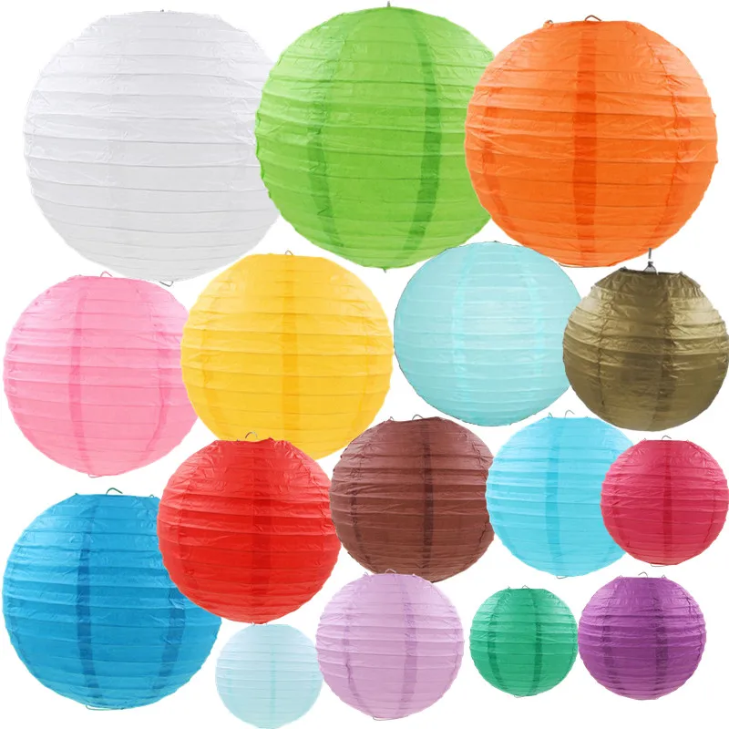 10 pcs/lot Colorful Chinese Paper Lanterns Lamp 6-8-10-12-14-16 inches for Wedding Party Baby shower Decoration Supplies | Дом и сад