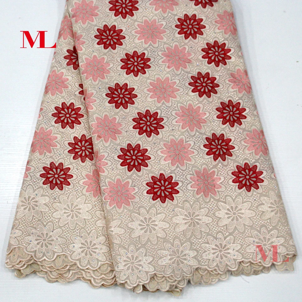 M&ampL 5yds Nigerian High Quality african lace fabric French gold bead rhinestones water soluble embroidery mc030 | Дом и сад