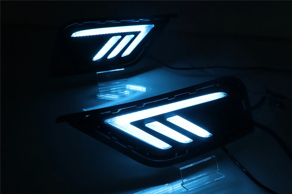 2 шт. светодиодный DRL дневные ходовые огни для Volkswagen VW Tharu с желтым сигналом поворота противотуманная фара крышка ночной синий
