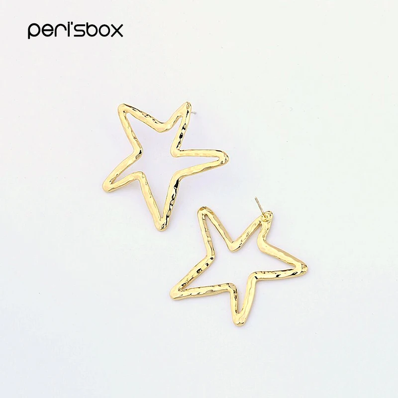 Женские серьги-кольца Peri'sBox шикарные золотистые/Серебристые геометрические
