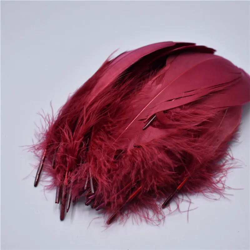 Натуральный мятный зеленый Гусь Nagoire перья для рукоделия 5-7 дюймов/13-18 см аксессуары для ювелирных изделий Свадебные украшения - Цвет: Wine Red