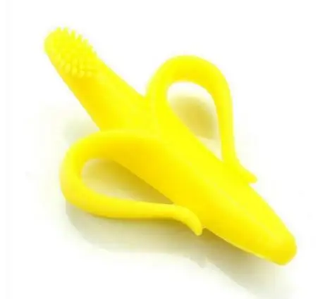 yellow Безопасный детский банановый прорезыватель, зубная щетка для прорезывания зубов, Детские Силиконовые Прорезыватели, жевательные палочки, игрушки для прорезывания зубов, кольца, гигиенические Товары для малышей - Цвет: yellow
