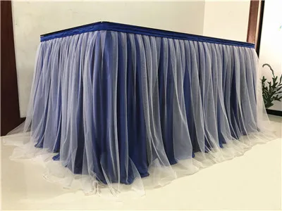 royal blue and white Тюлевая юбка-пачка для стола, вечерние, свадебные, для украшения дома, банкета, юбка для стола, скатерть - Цвет: royal blue and white