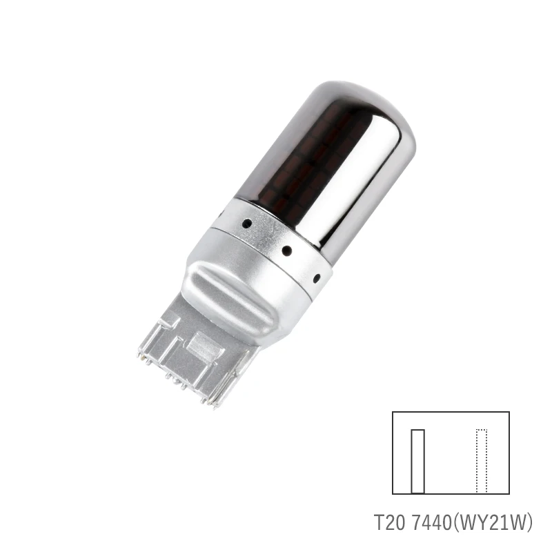 S25 T20 7440 W21W скрытый светодиодный светильник хромированный Янтарный 144 smd CanBus без ошибок 1156 BA15S P21W PY21W лампа сигнал поворота лампа без вспышки 1 шт - Испускаемый цвет: T20 7440 (WY21W)