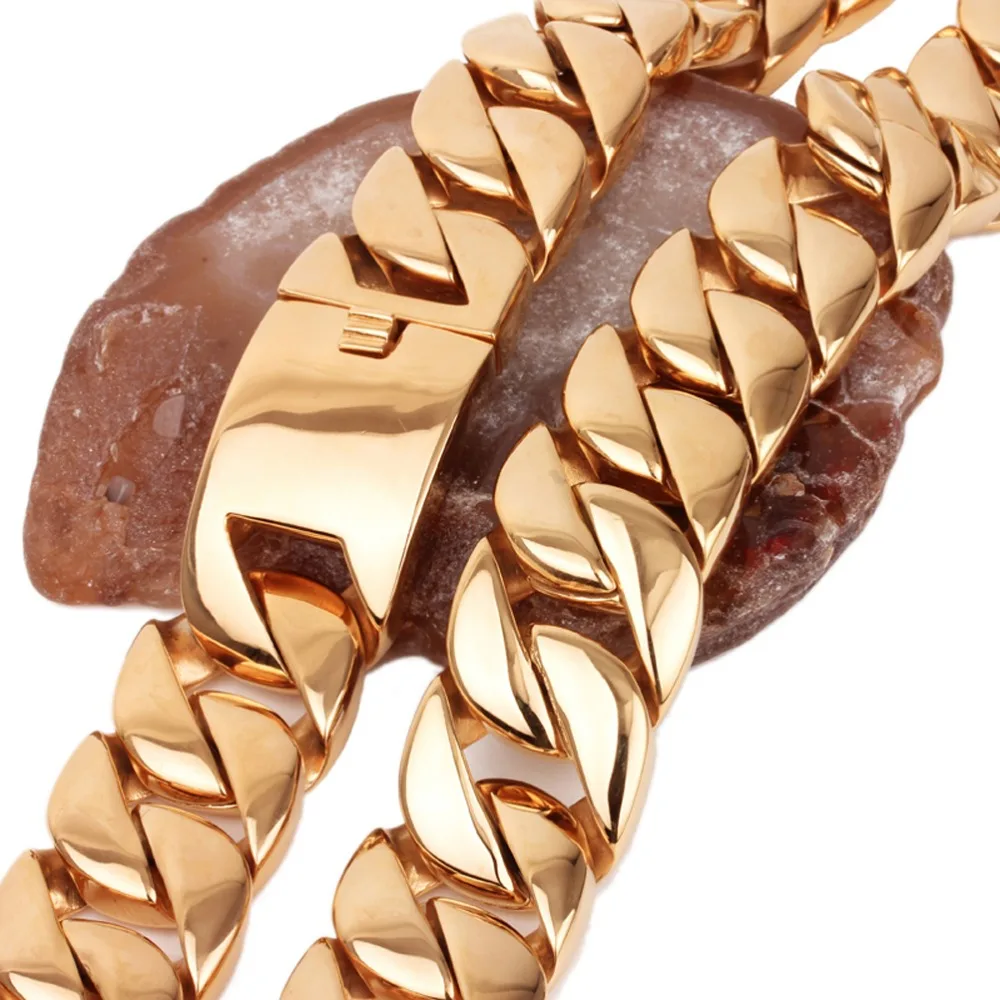 Arabic Gold Jewelry Heavy Stainless Steel Mens Curb Chain Necklace Punk Biker Huge Long for Man | Украшения и аксессуары