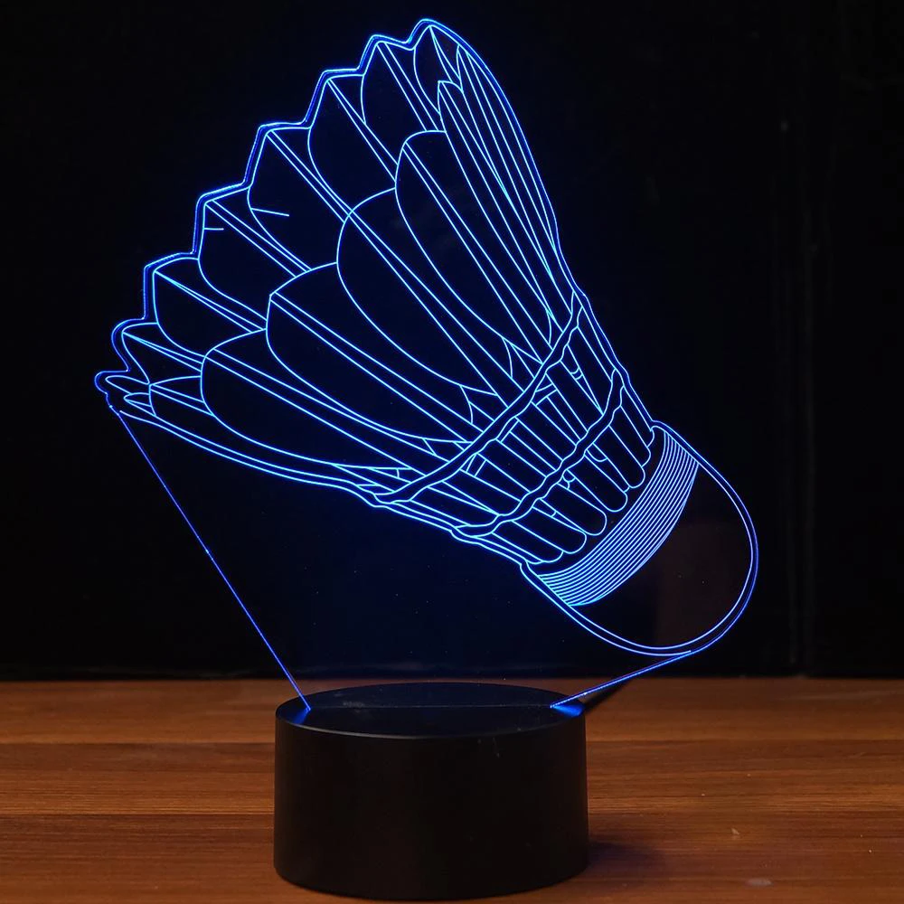 

Badminton Modelling 3D Night Light USB 7 Colors Changing LED Table Lamp Kids Bedroom Sleep Lighting Birthday Holiday Gifts Decor