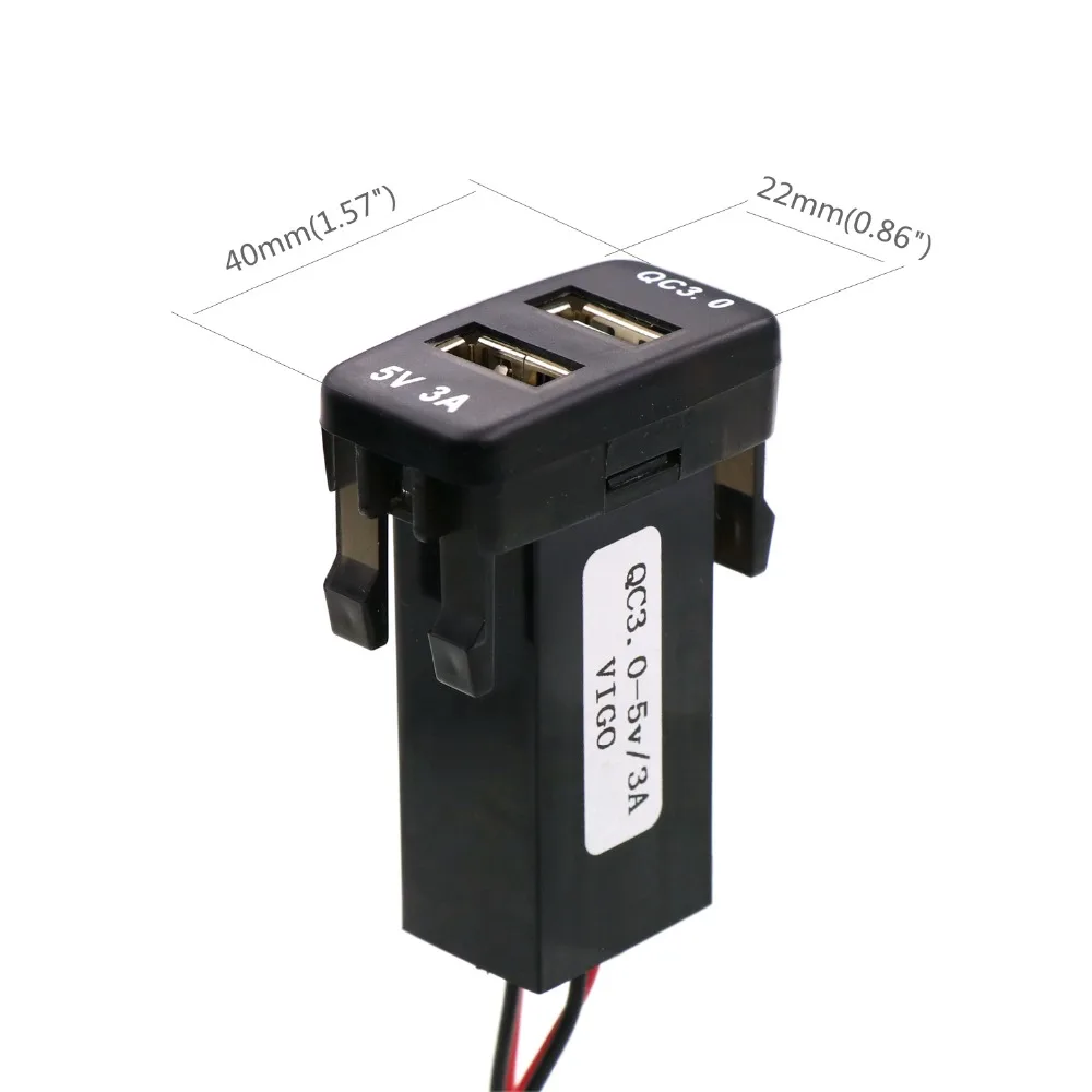 QC3.0+ 5 В 3 А USB интерфейс разъем быстрое автомобильное зарядное устройство, быстрая зарядка автомобильное зарядное устройство используется для TOYOTA Hilux VIGO, Coaster, Corolla, Yaris, eiz