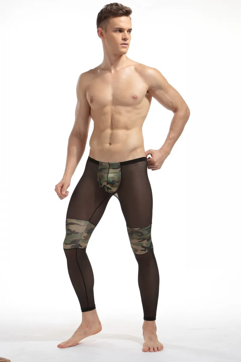 KWAN. Z, мужское нижнее белье, пижамы, cueca, сексуальная камуфляжная сетка, соединяющиеся кальсоны, нижнее белье, компрессионное нижнее белье для мужчин, roupa termica