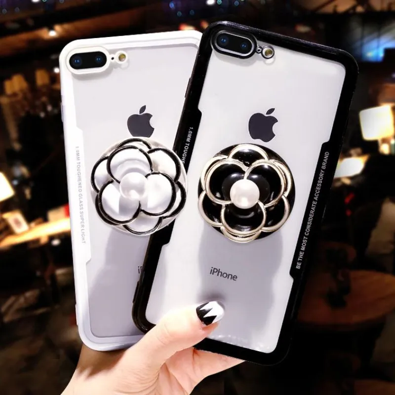 SYCASE новые роскошные кольца с камелиями прозрачная акриловая задняя чехол для iPhone