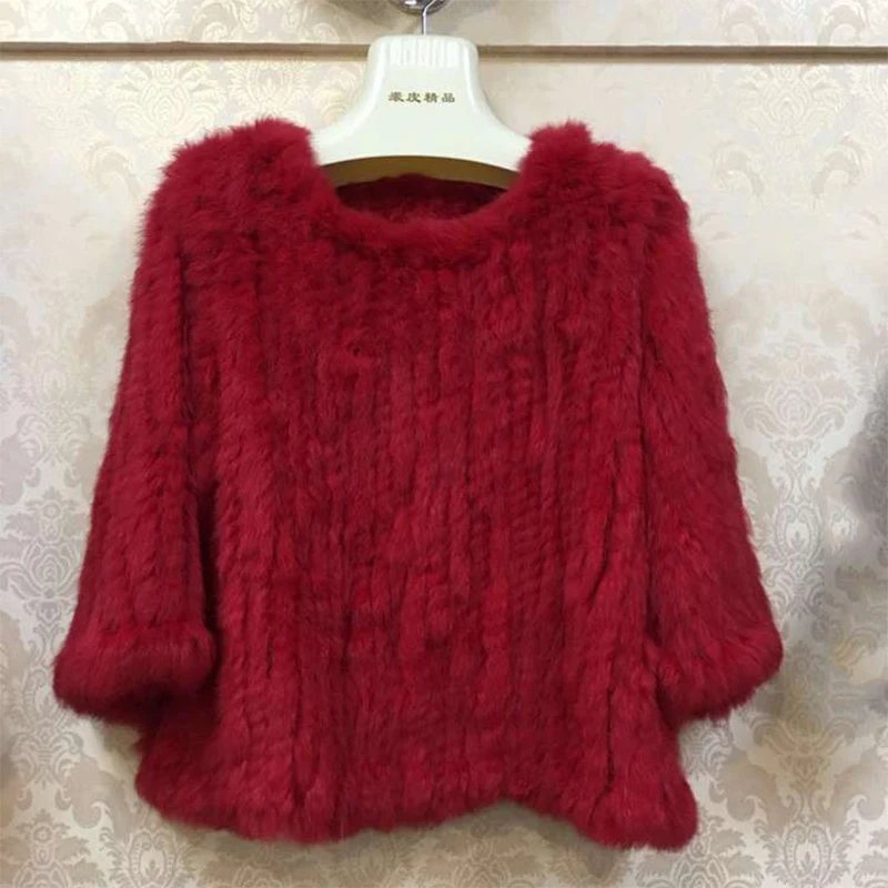 Новинка хит продаж женское вязаное пальто с натуральным кроличьим мехом куртки